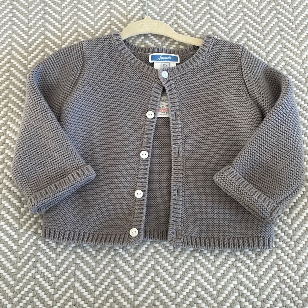 Jacadi grey knit cardigan. Like new. 12m